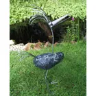 10250 - Erica standing, stainless steel bird with natural stone, weatherproof terrace and garden decoration